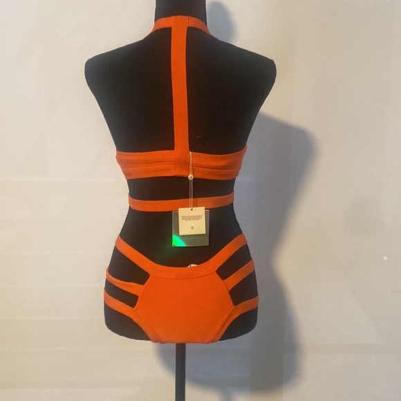 MISSGUIDED strappy plunge, bikini in orange. NWT - Picture 4 of 8